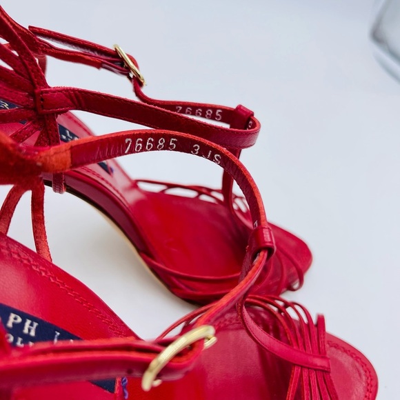 Ralph Lauren Purple Label Multi T-strap Heels Red 5.5 - Picture 4 of 10
